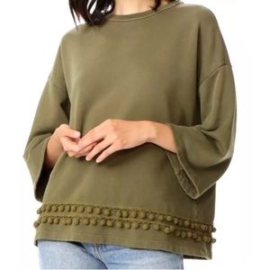 Current Elliott Pom Pom 3/4 Sleeve Sweatshirt Top